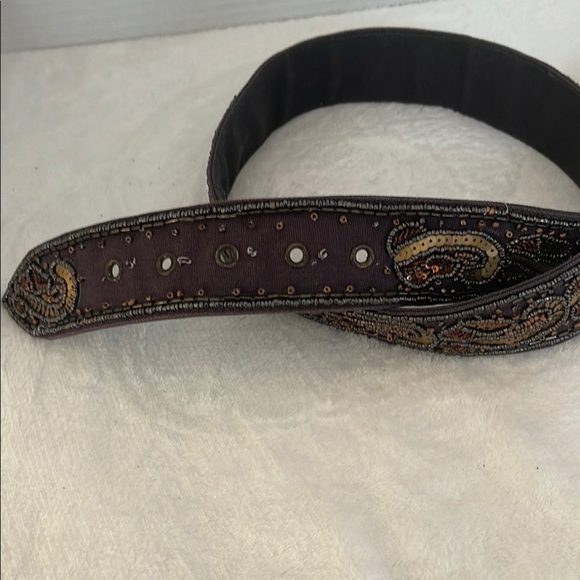 Fossil Purple and Gold Belt with Decorative Stitching - Picture 3 of 4